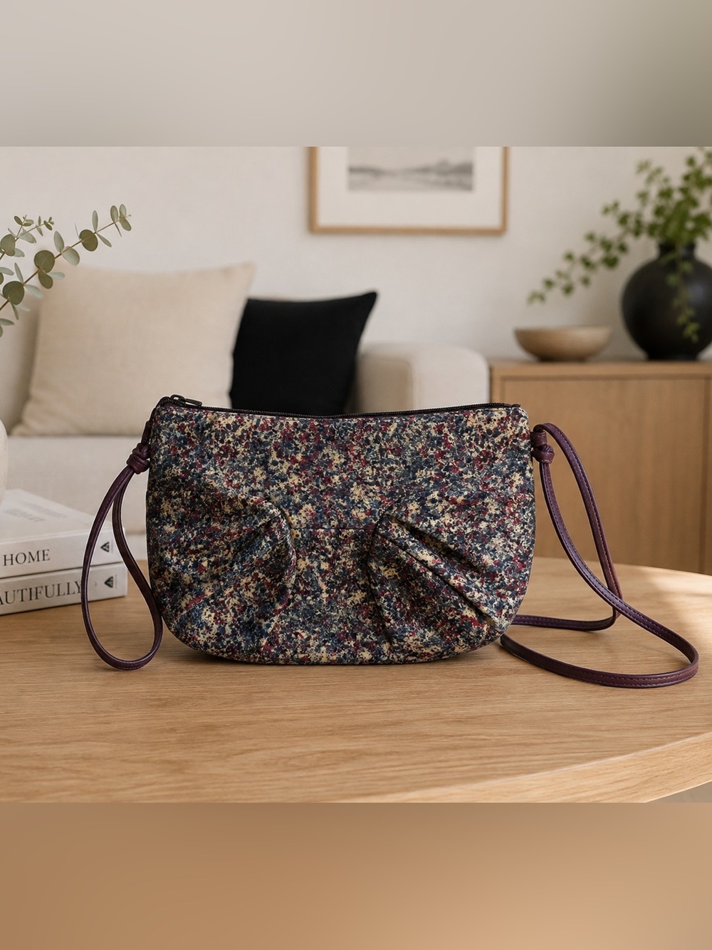 Brontibay Paris Y2K Abstract Print Crossbody Bag Bow French Girl Boho